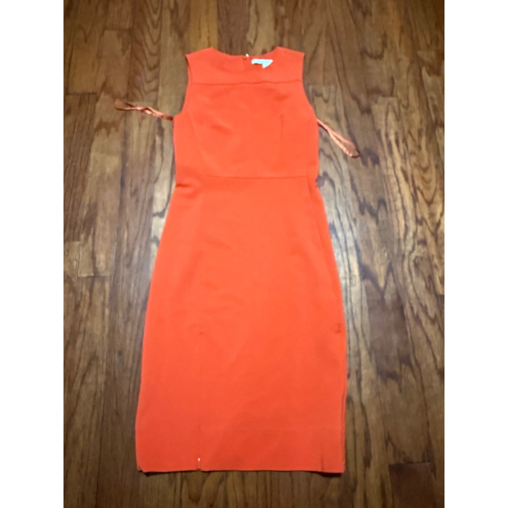 Diane von Furstenberg Orange Sleeveless Sheath Dress Size 6 Round Neck Ponte